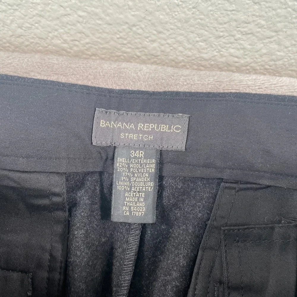 Vintage Banana Republic Stretch Pants‎ Men 34x31 Charcoal Grey Wool Blend Preppy